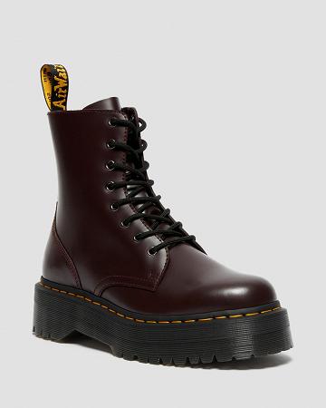 Dr Martens Jadon Smooth Leren Platform Laarzen Heren Bordeaux | NL 251CTV